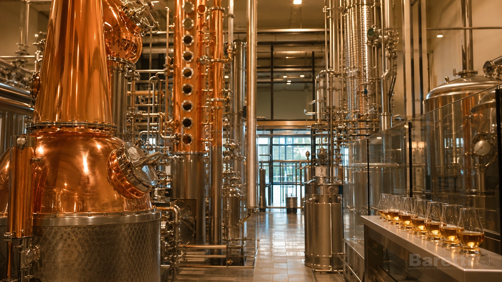 Food and beverage industrial process line requiring hygienic separation and certified mechanical execution