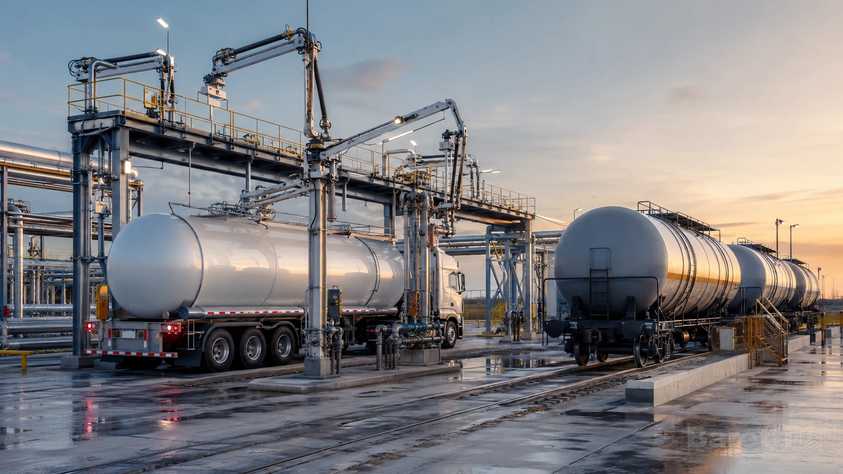 Tank farm transfer interfaces for road, rail and marine logistics connected to refinery storage areas