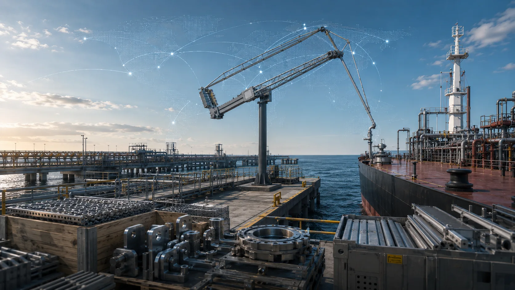 Baretti marine jetty system and global supply operations