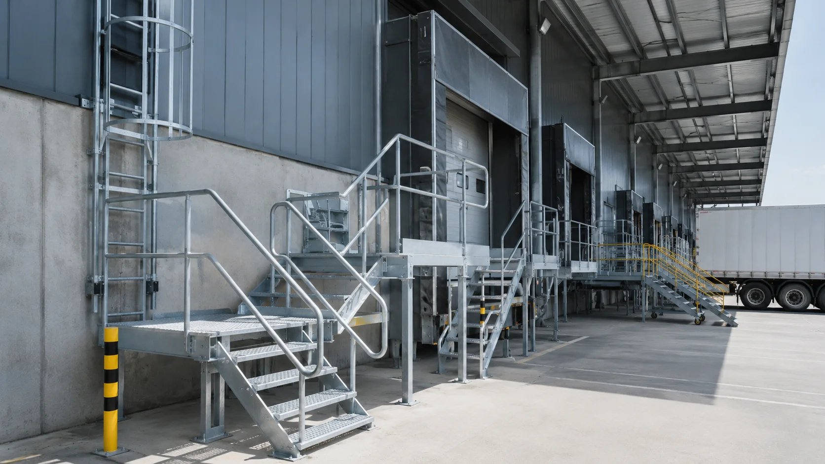 Baretti access and support equipment for transfer terminals