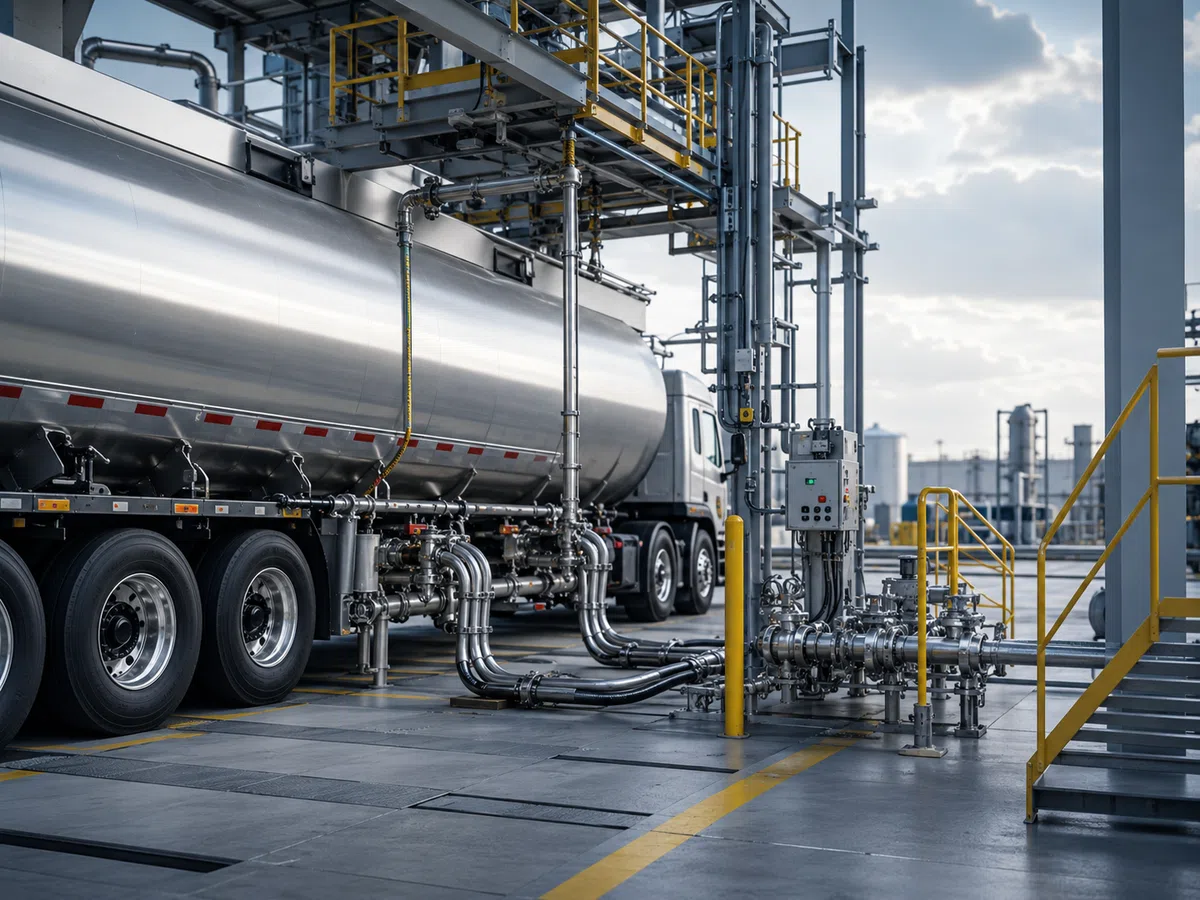 Baretti Top loading station for rail transfer