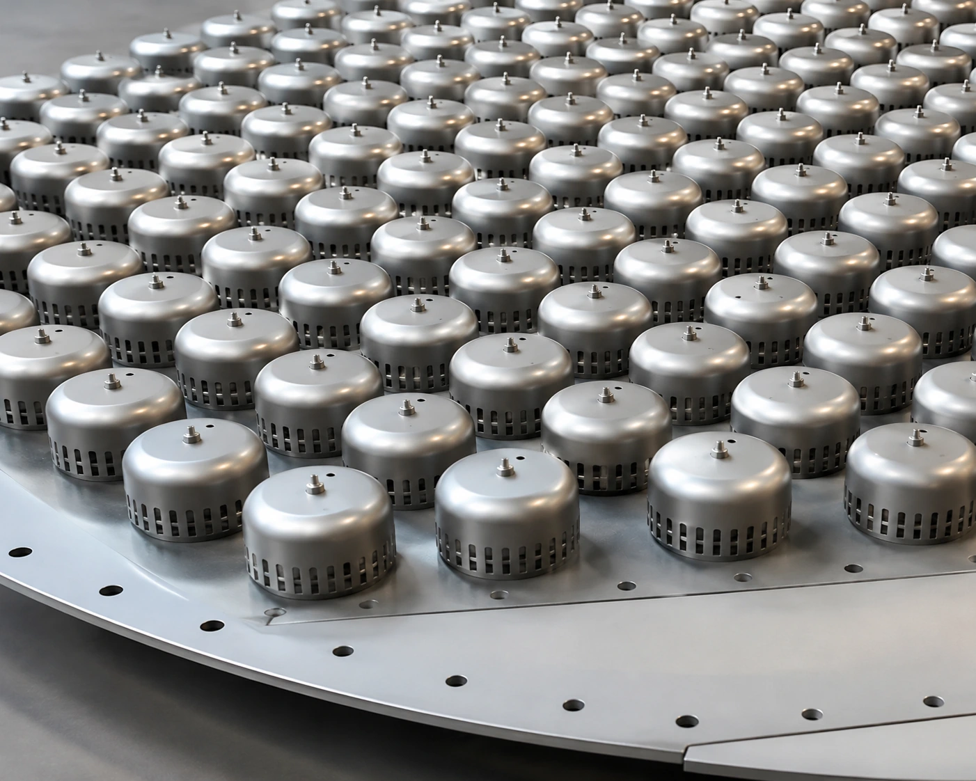 Bubble cap tray component detail